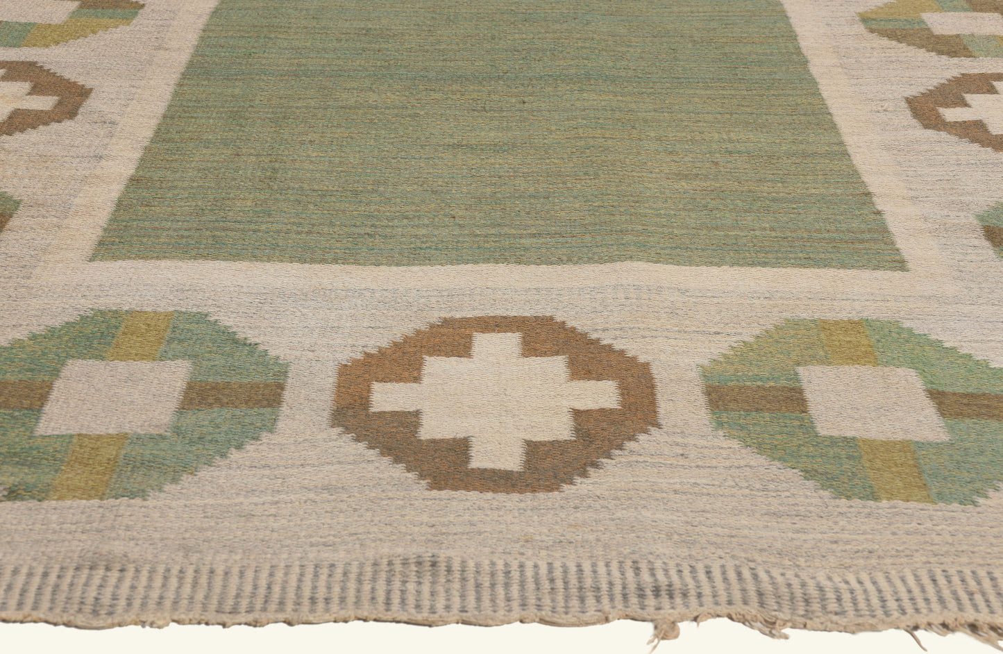 6 x 10 - Green Vintage Swedish Rollakan Rug - 79775