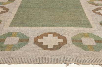 6 x 10 - Green Vintage Swedish Rollakan Rug - 79775