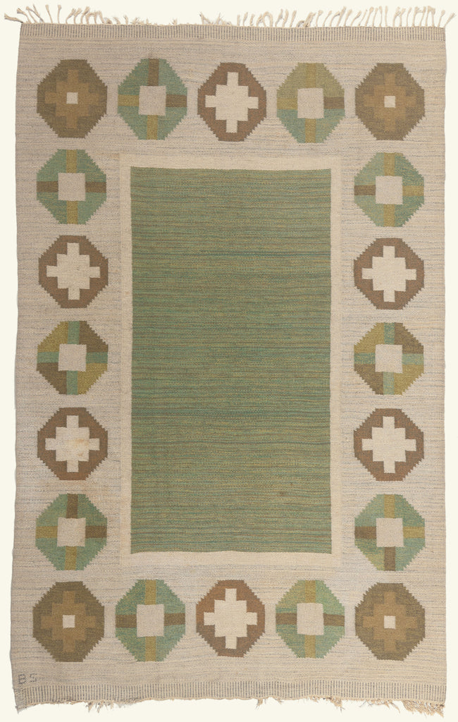 6 x 10 - Green Vintage Swedish Rollakan Rug - 79775