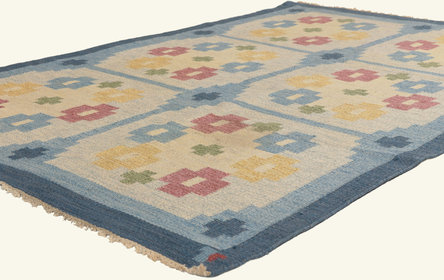 4 x 7 - Blue Vintage Swedish Rollakan Rug - 79776