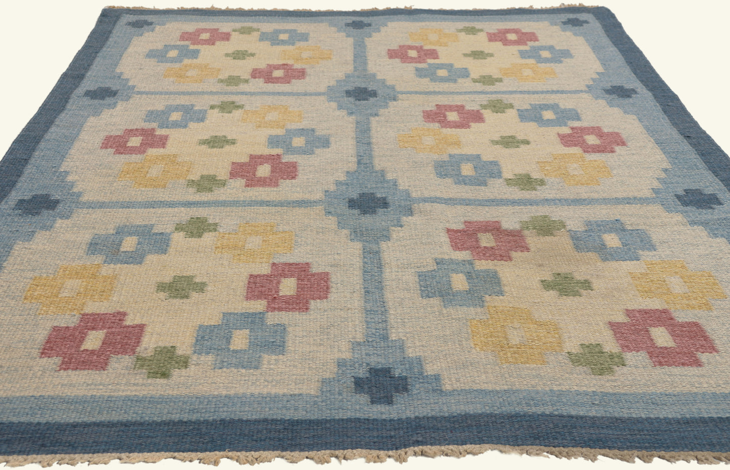 4 x 7 - Blue Vintage Swedish Rollakan Rug - 79776