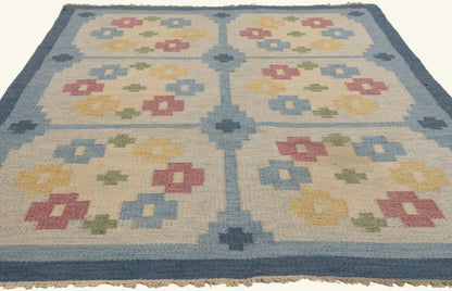 4 x 7 - Blue Vintage Swedish Rollakan Rug - 79776