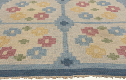 4 x 7 - Blue Vintage Swedish Rollakan Rug - 79776