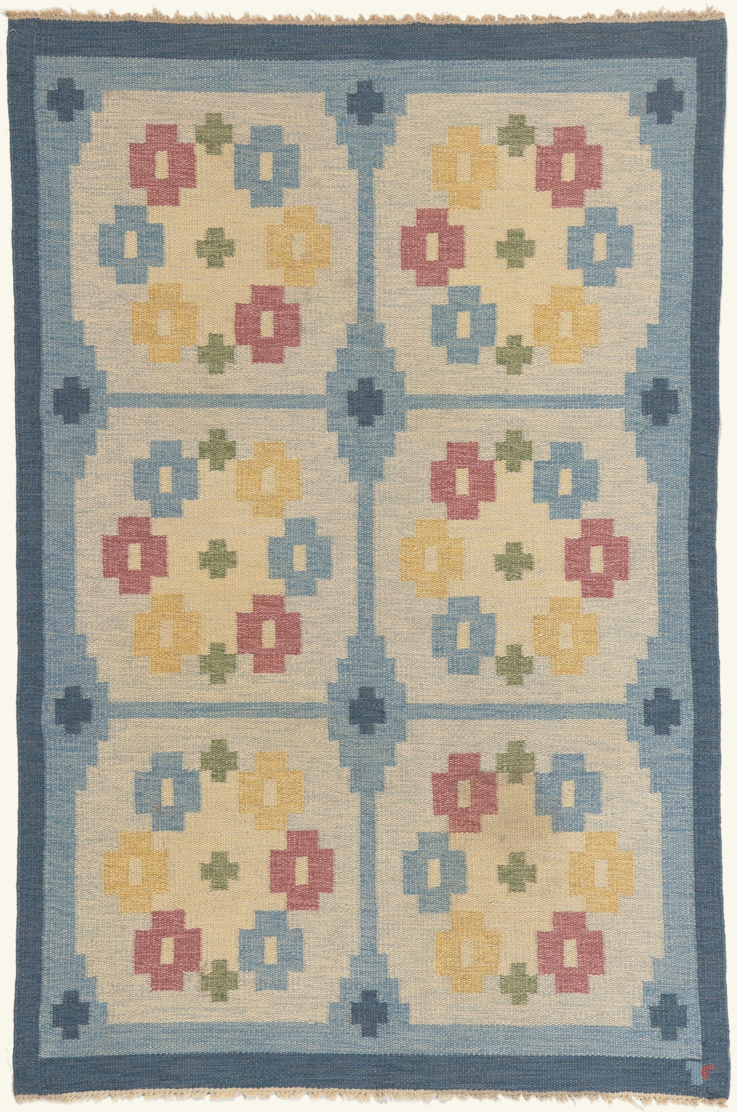 4 x 7 - Blue Vintage Swedish Rollakan Rug - 79776