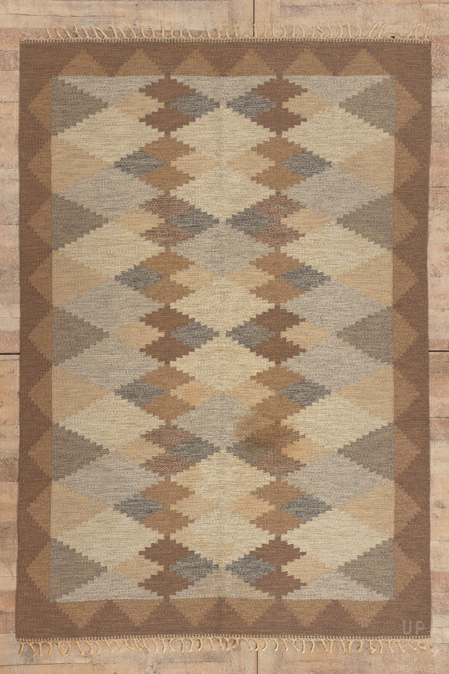 6 x 8 - Brown Vintage Swedish Rollakan Rug - 79778