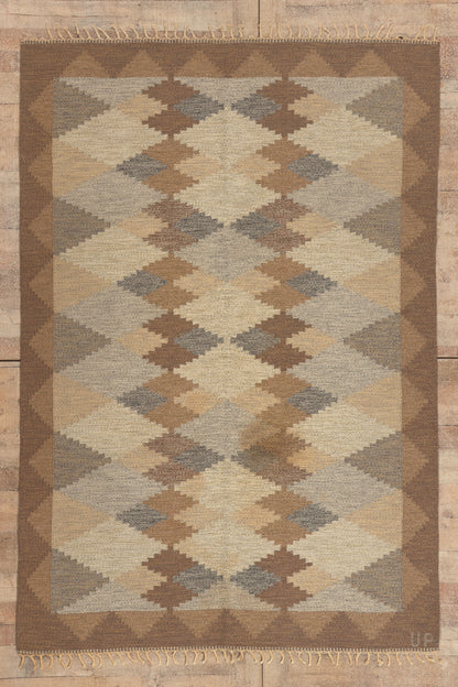 6 x 8 - Brown Vintage Swedish Rollakan Rug - 79778
