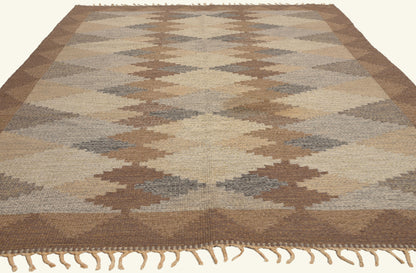 6 x 8 - Brown Vintage Swedish Rollakan Rug - 79778