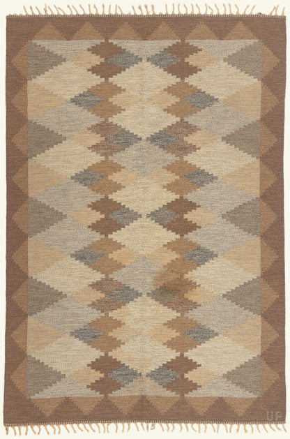 6 x 8 - Brown Vintage Swedish Rollakan Rug - 79778
