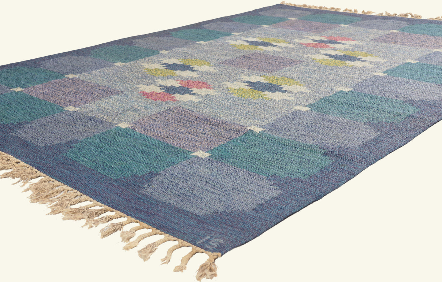 5 x 8 - Blue Vintage Swedish Rollakan Rug - 79779