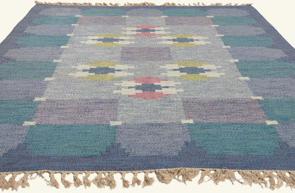 5 x 8 - Blue Vintage Swedish Rollakan Rug - 79779