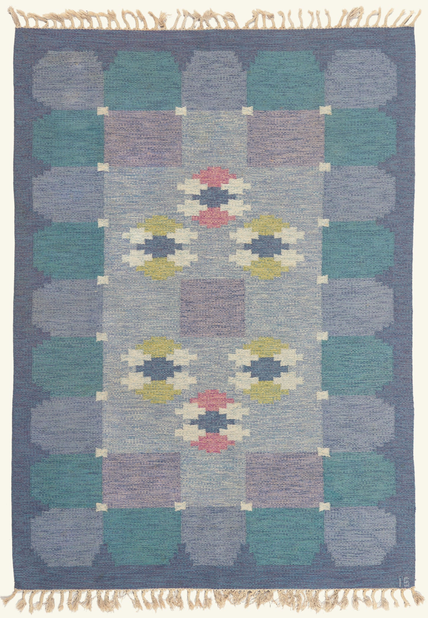 5 x 8 - Blue Vintage Swedish Rollakan Rug - 79779