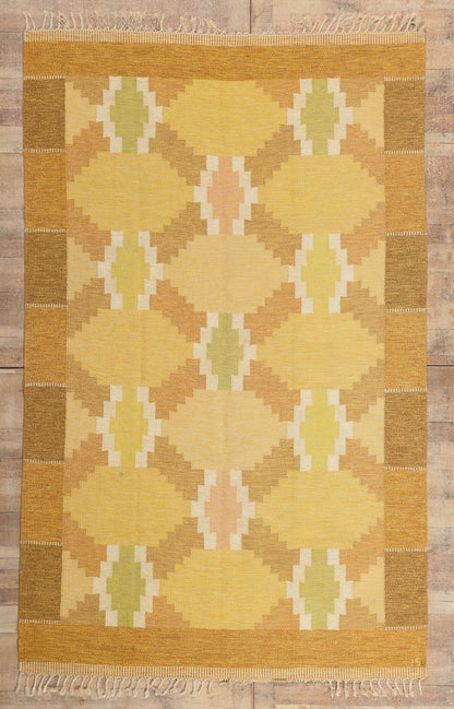 6 x 10 - Yellow Vintage Swedish Rollakan Rug - 79780