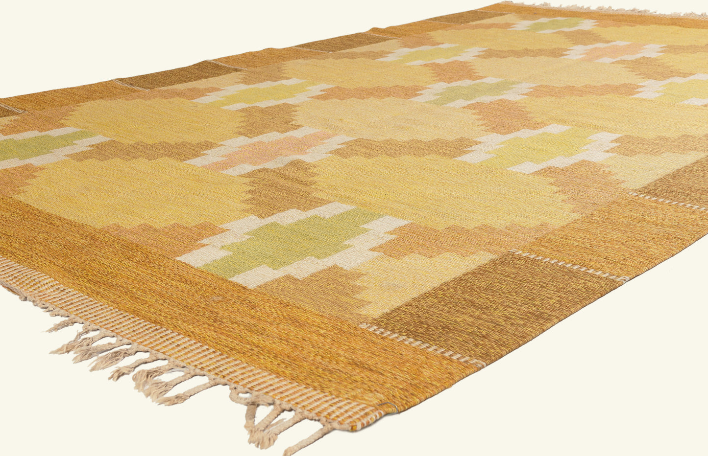 6 x 10 - Yellow Vintage Swedish Rollakan Rug - 79780