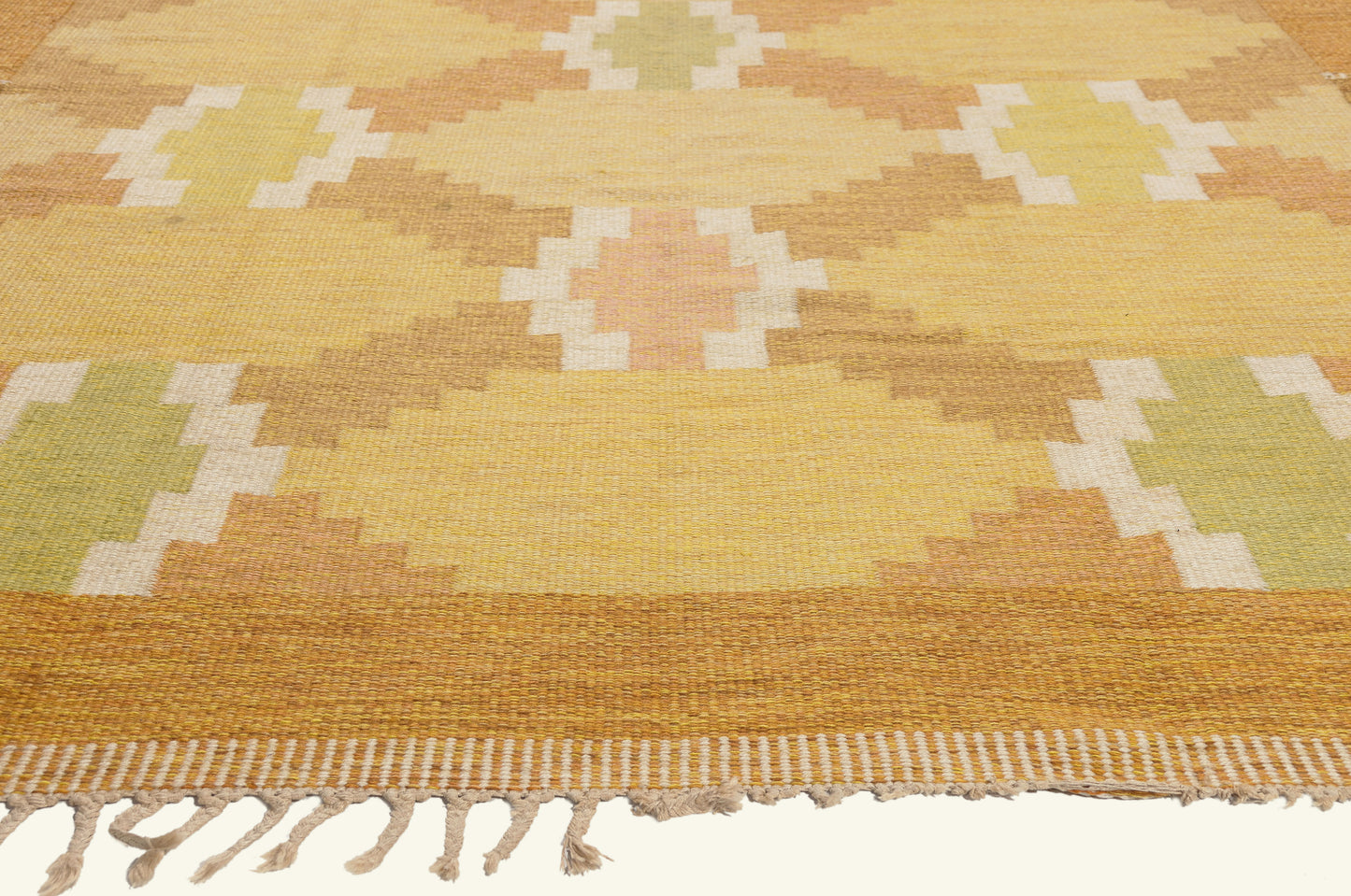 6 x 10 - Yellow Vintage Swedish Rollakan Rug - 79780