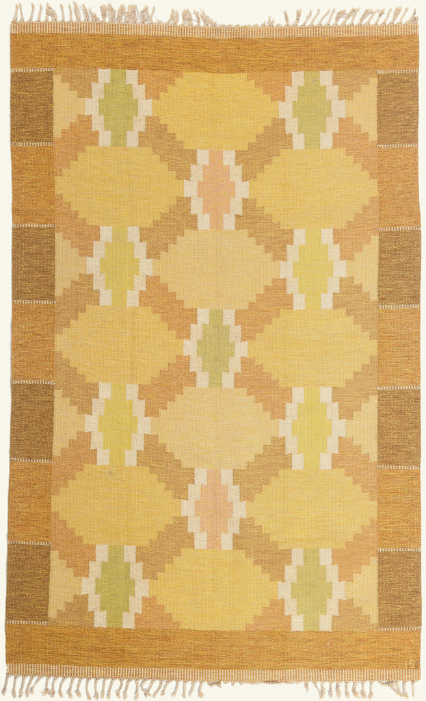 6 x 10 - Yellow Vintage Swedish Rollakan Rug - 79780