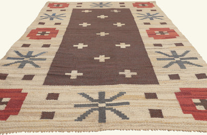 5 x 9 - Brown Vintage Swedish Rollakan Rug - 79781