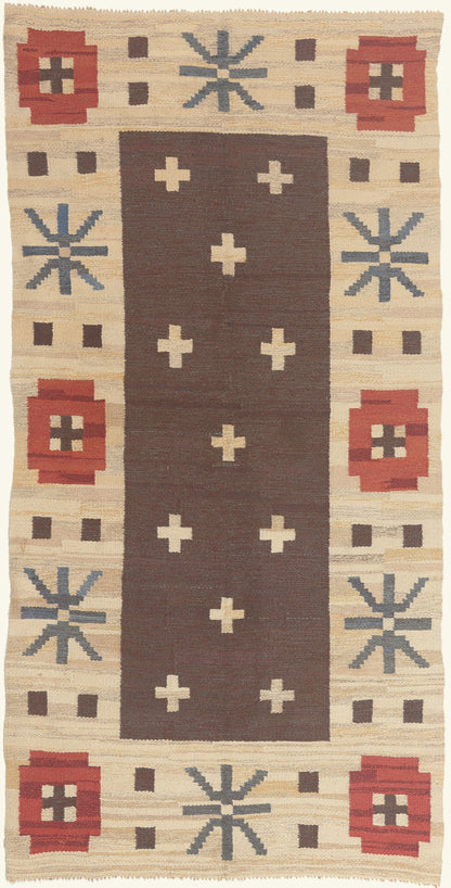 5 x 9 - Brown Vintage Swedish Rollakan Rug - 79781