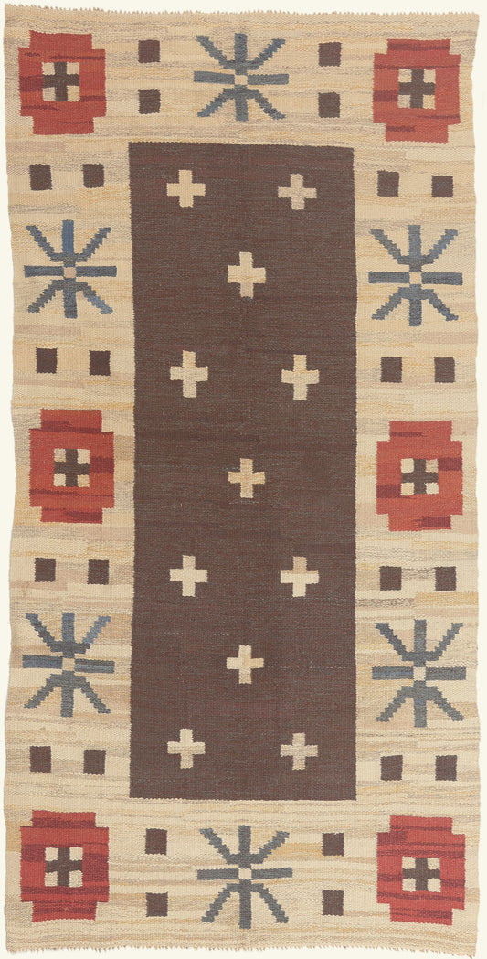 5 x 9 - Brown Vintage Swedish Rollakan Rug - 79781