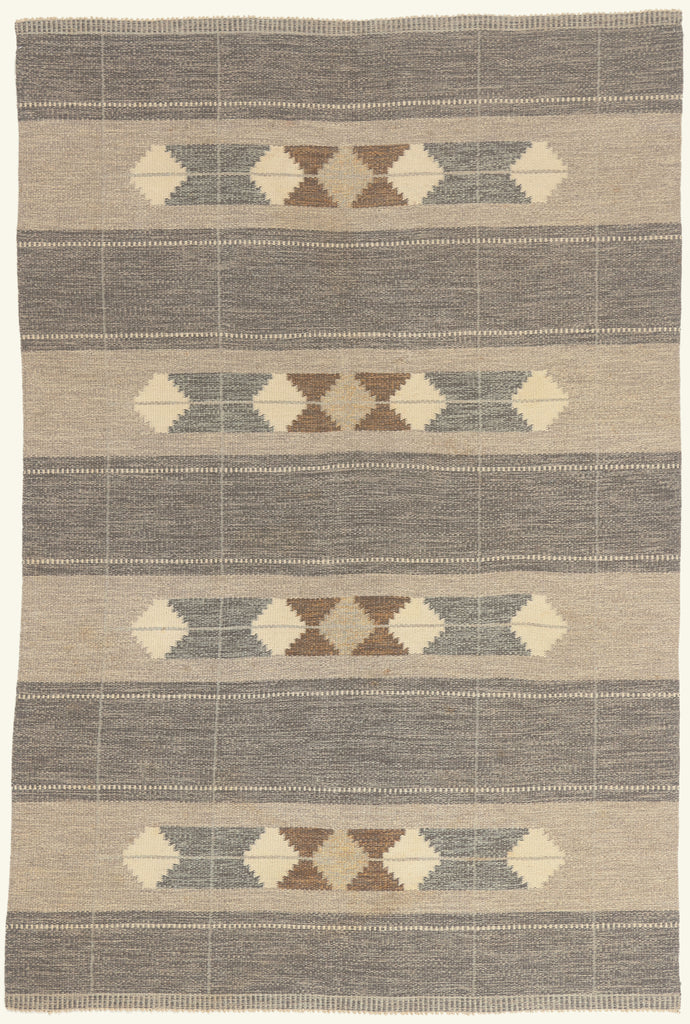 5 x 8 - Gray Vintage Swedish Rollakan Rug - 79782