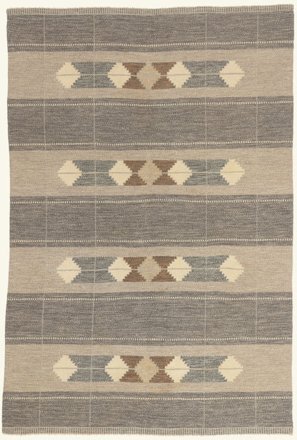 5 x 8 - Gray Vintage Swedish Rollakan Rug - 79782