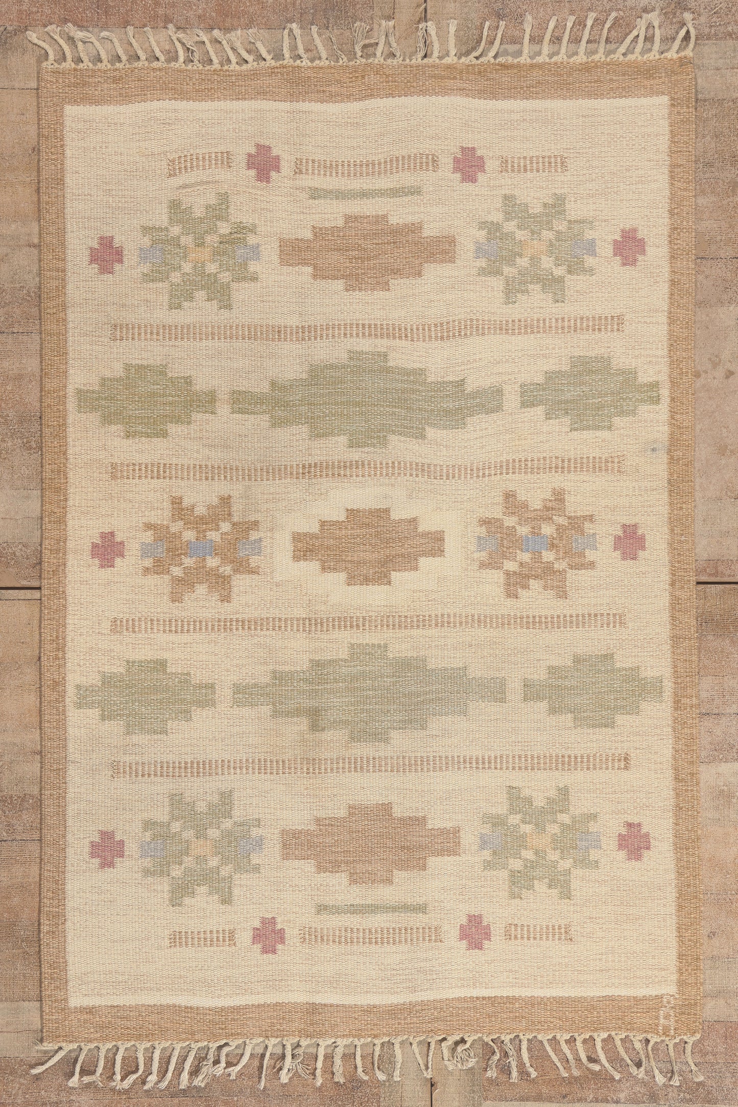 5 x 7 - Ivory Vintage Swedish Rollakan Rug - 79783