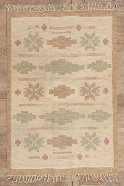 5 x 7 - Ivory Vintage Swedish Rollakan Rug - 79783