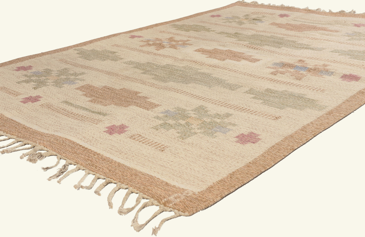 5 x 7 - Ivory Vintage Swedish Rollakan Rug - 79783