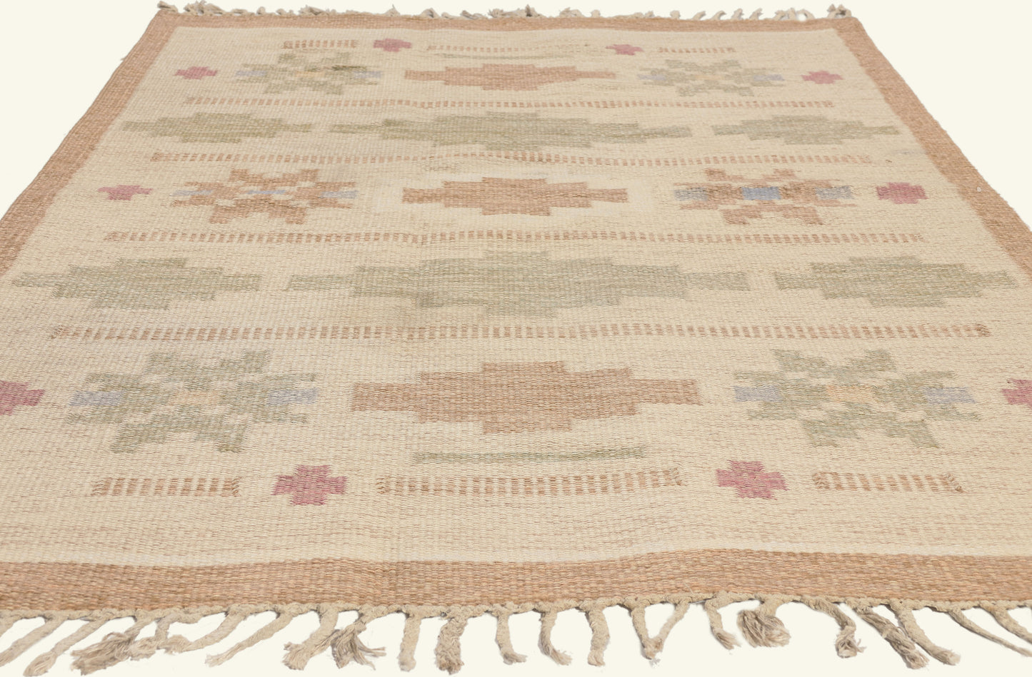 5 x 7 - Ivory Vintage Swedish Rollakan Rug - 79783