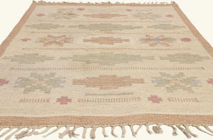 5 x 7 - Ivory Vintage Swedish Rollakan Rug - 79783