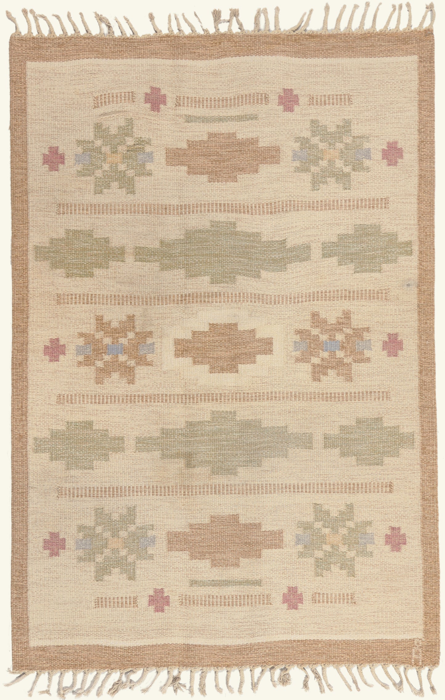 5 x 7 - Ivory Vintage Swedish Rollakan Rug - 79783