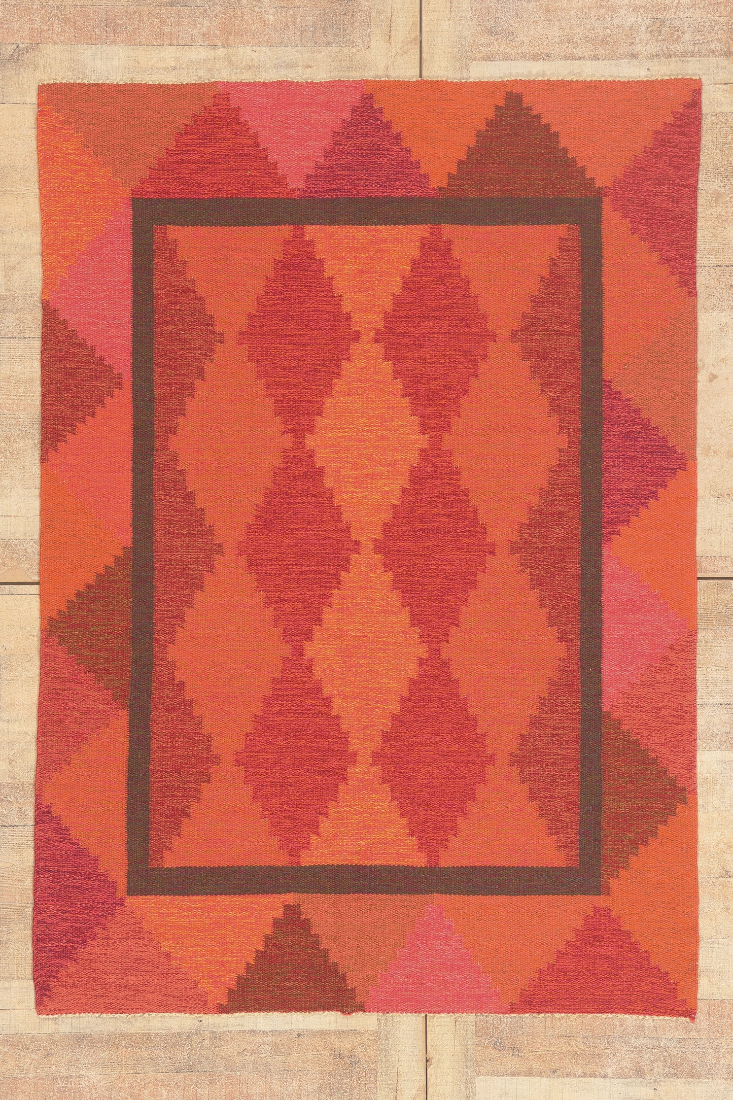 5 x 7 - Red Vintage Swedish Rollakan Rug - 79784
