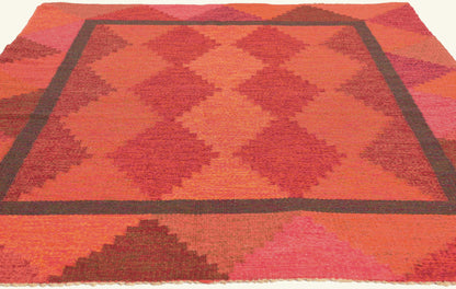 5 x 7 - Red Vintage Swedish Rollakan Rug - 79784