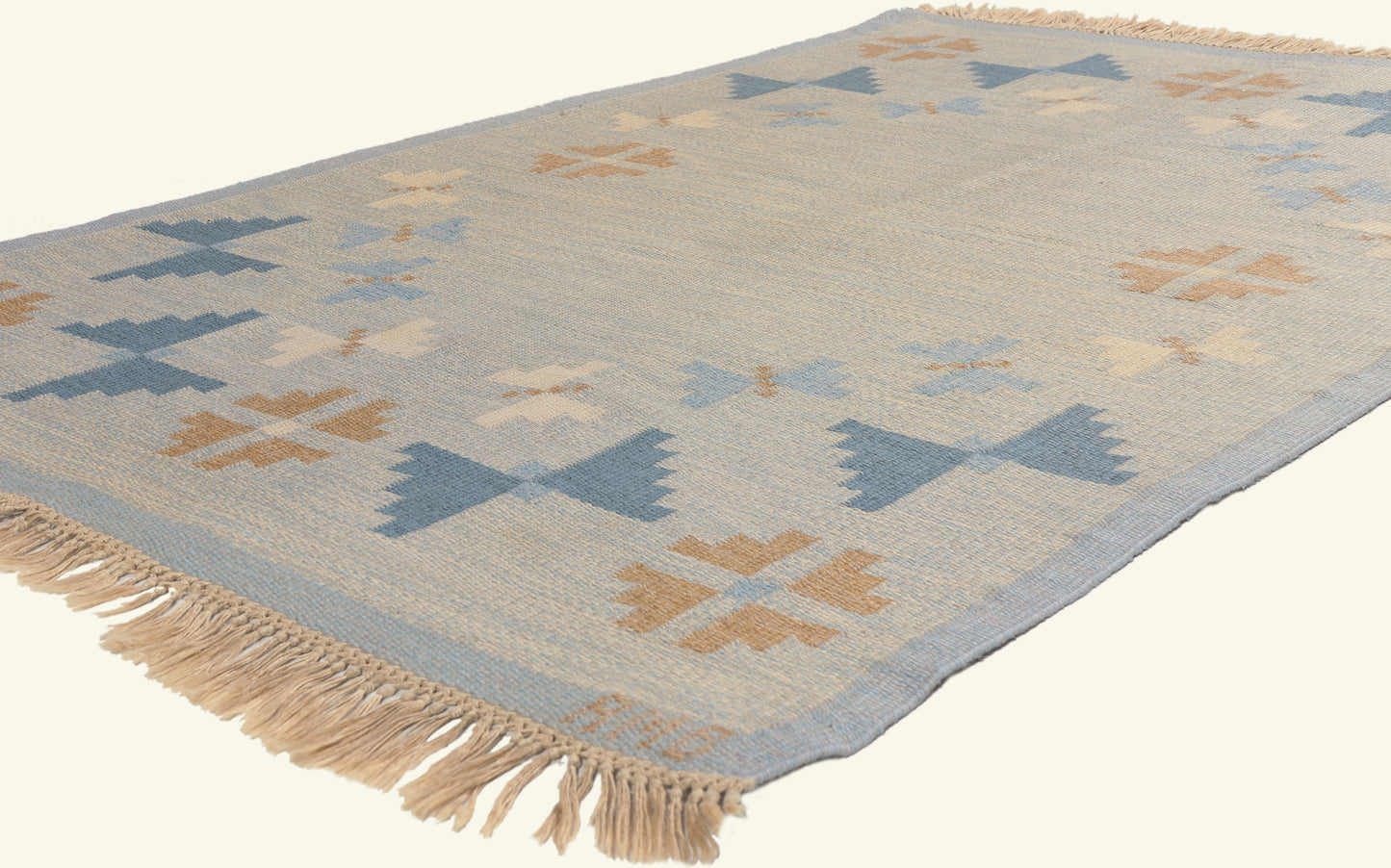5 x 7 - Blue Vintage Swedish Rollakan Rug - 79785
