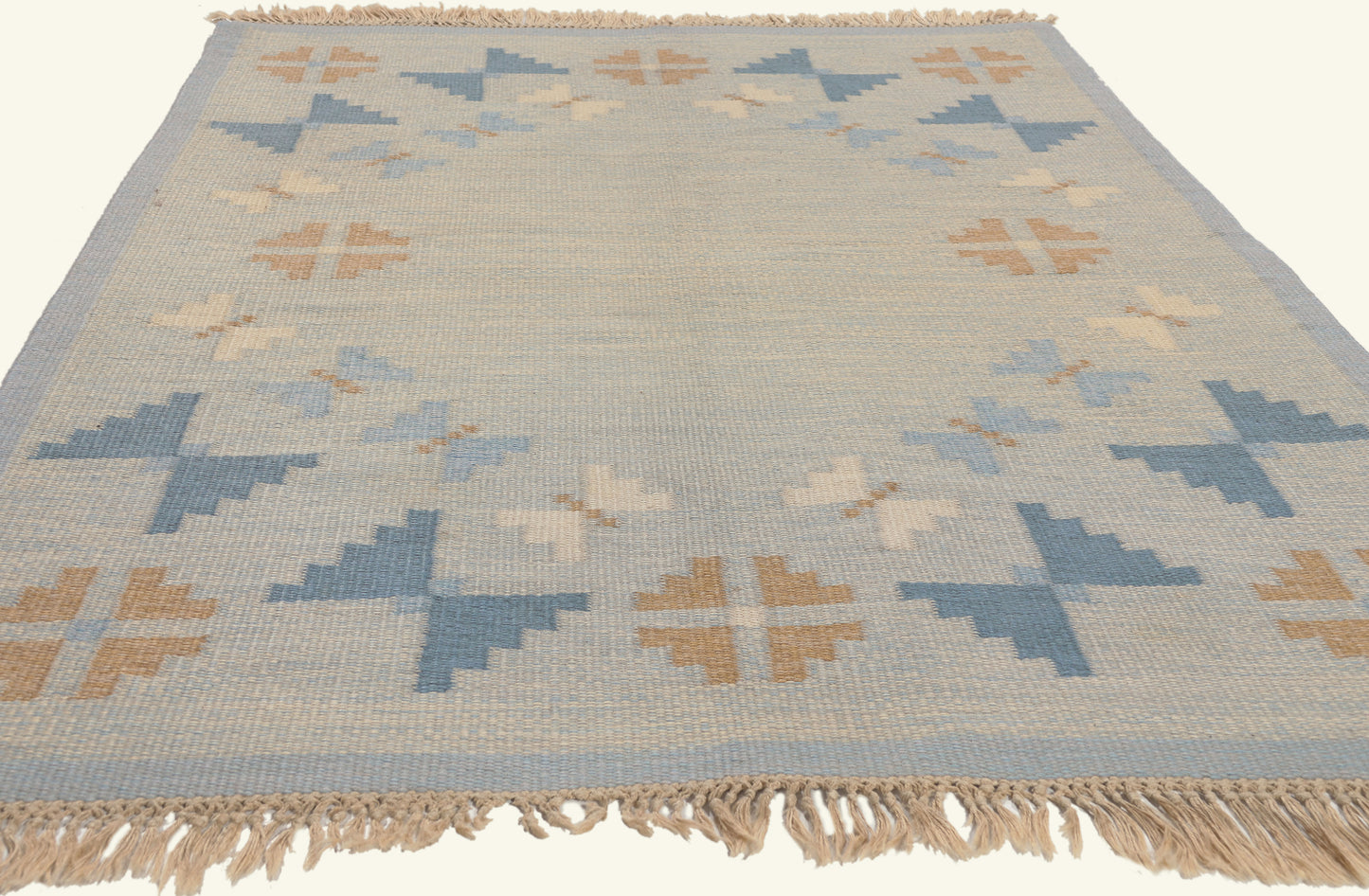 5 x 7 - Blue Vintage Swedish Rollakan Rug - 79785