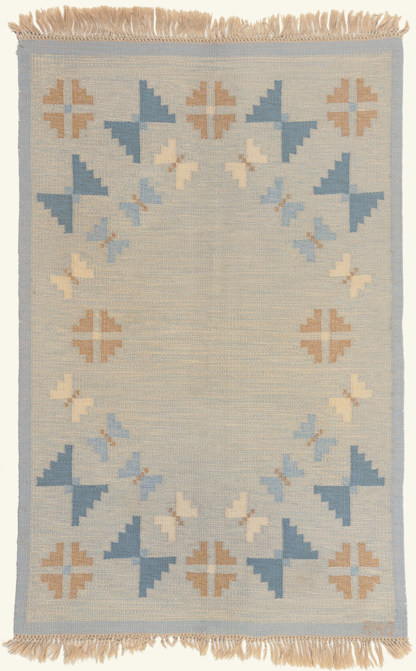 5 x 7 - Blue Vintage Swedish Rollakan Rug - 79785