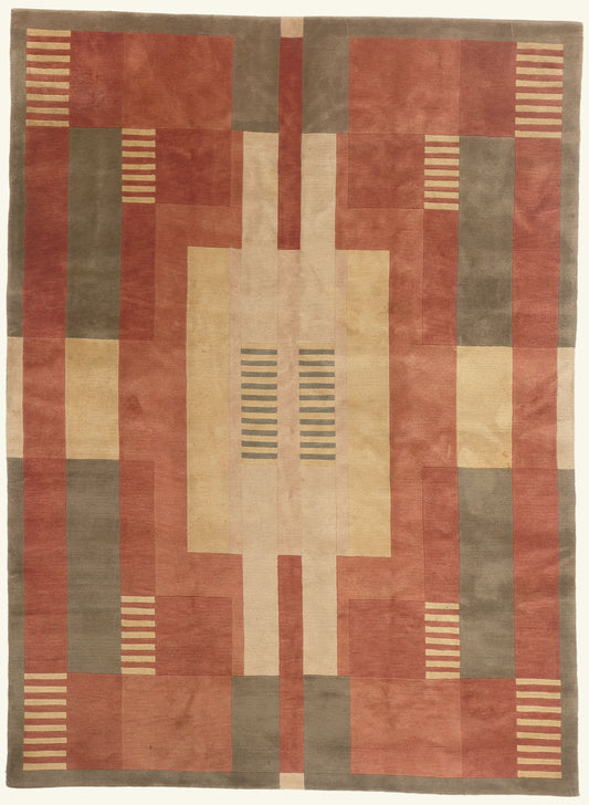 8 x 11 - Rust Modern Tibetan Rug - 79787