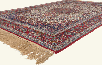 7 x 10 - Ivory Vintage Persian Isfahan Rug - 79788