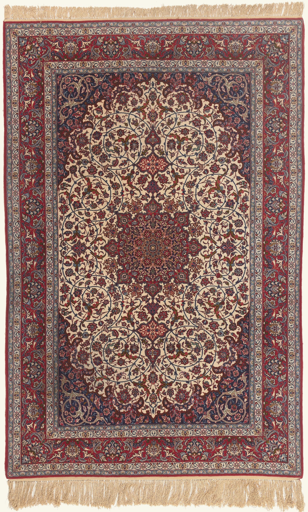 7 x 10 - Ivory Vintage Persian Isfahan Rug - 79788