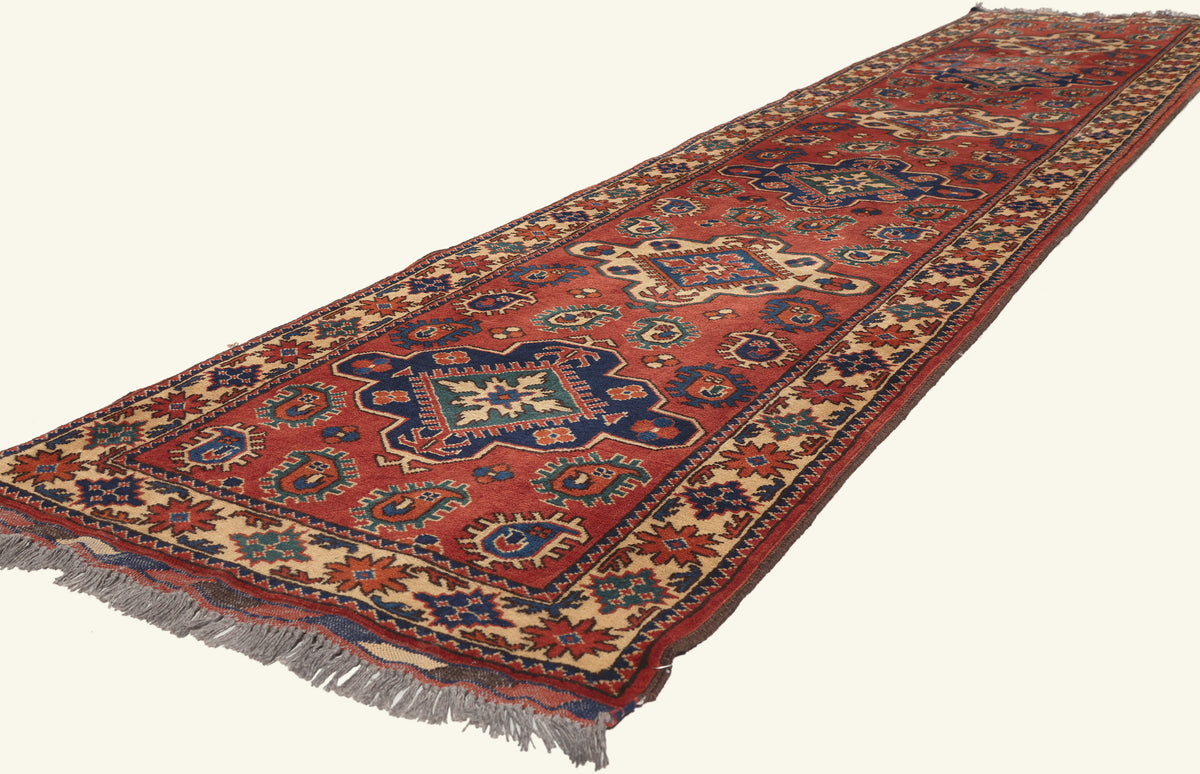 3 x 12 - Red Vintage Afghan Rug - 79789