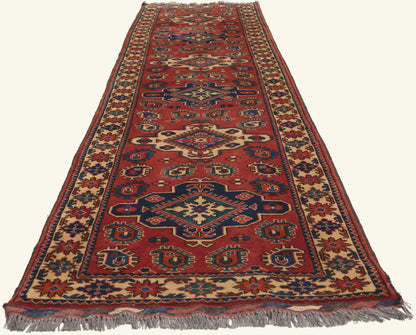 3 x 12 - Red Vintage Afghan Rug - 79789