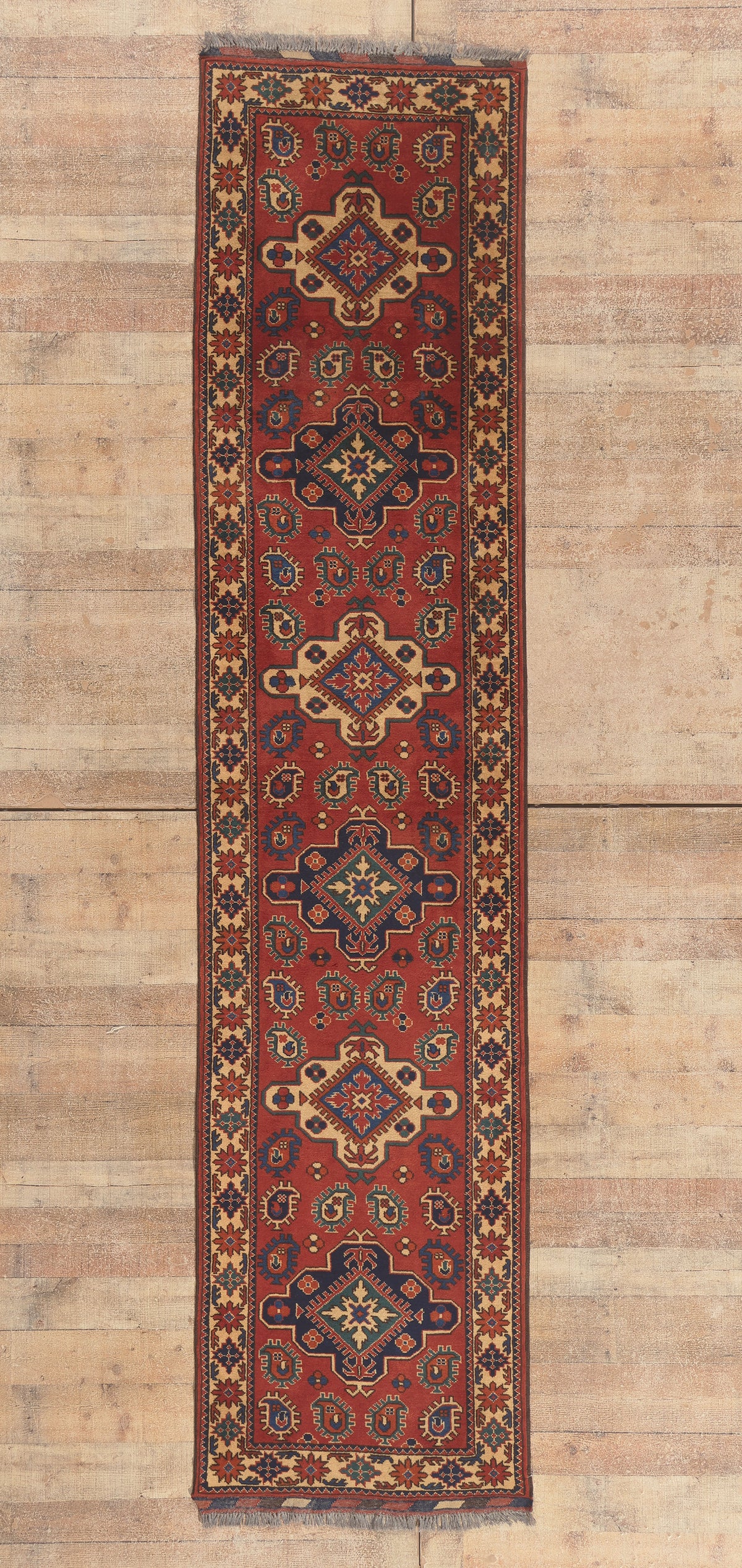 3 x 12 - Red Vintage Afghan Rug - 79789