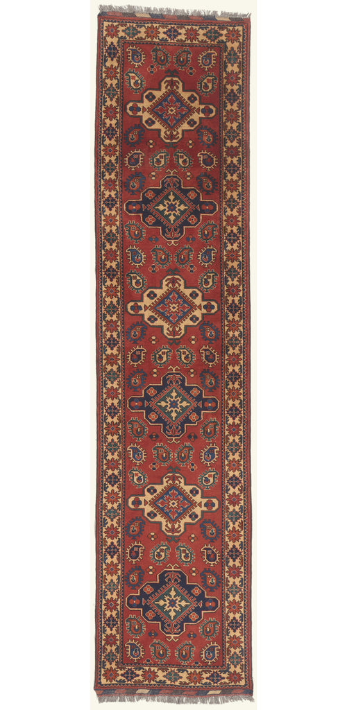 3 x 12 - Red Vintage Afghan Rug - 79789