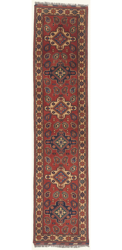 3 x 12 - Red Vintage Afghan Rug - 79789