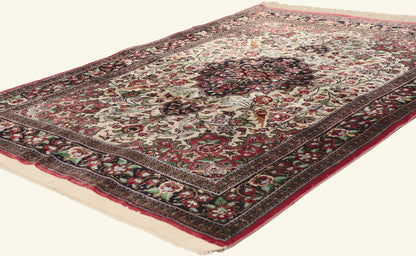 4 x 5 - Ivory Vintage Persian Qum Rug - 79791