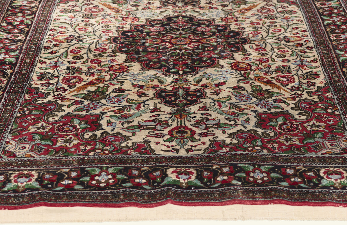 4 x 5 - Ivory Vintage Persian Qum Rug - 79791