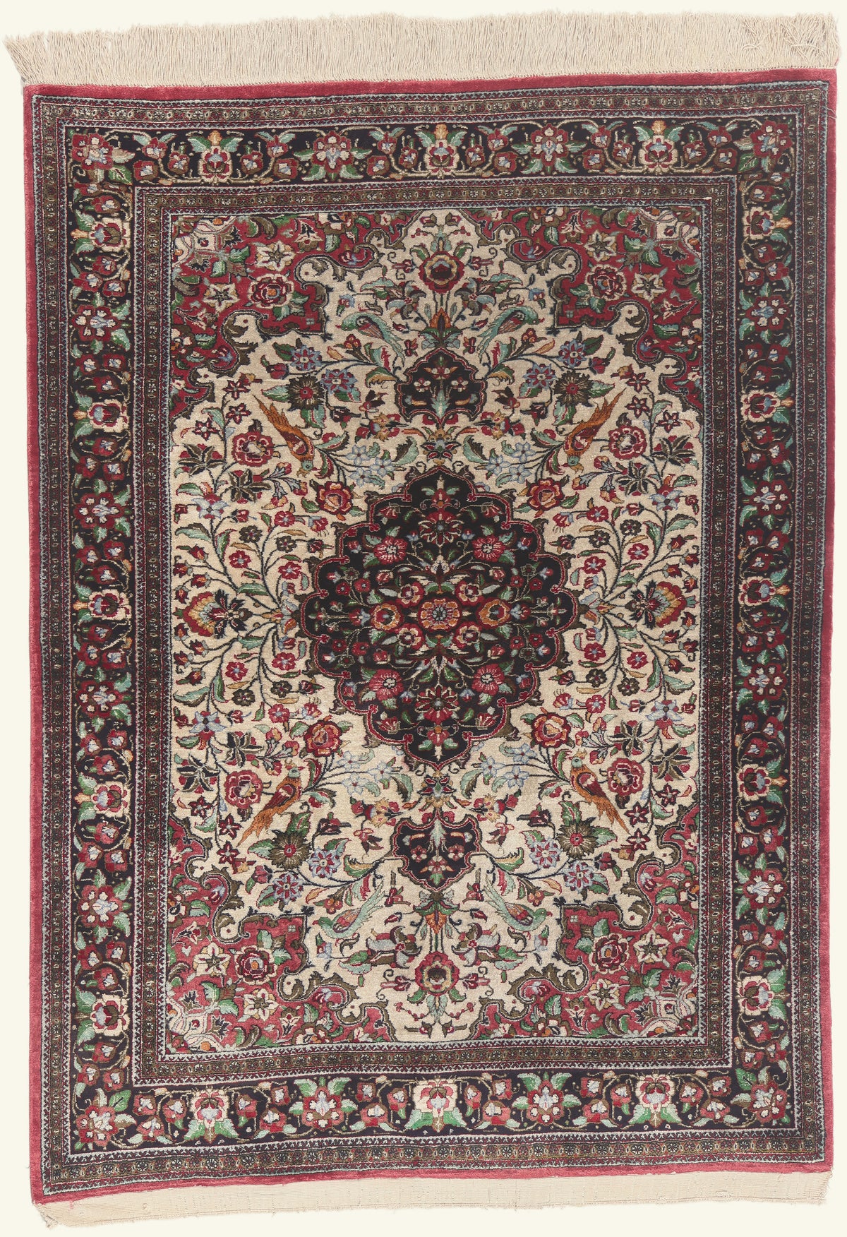 4 x 5 - Ivory Vintage Persian Qum Rug - 79791