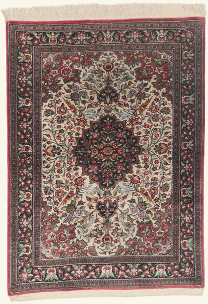 4 x 5 - Ivory Vintage Persian Qum Rug - 79791