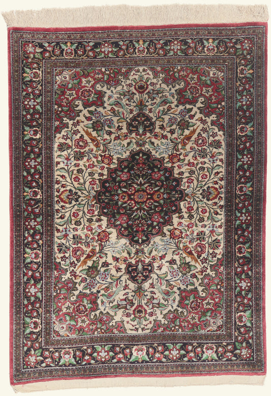 4 x 5 - Ivory Vintage Persian Qum Rug - 79791