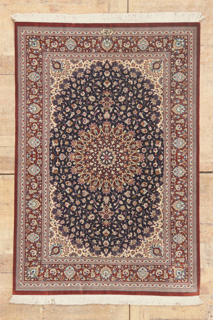 3 x 5 - Navy Blue Vintage Persian Qum Rug - 79792