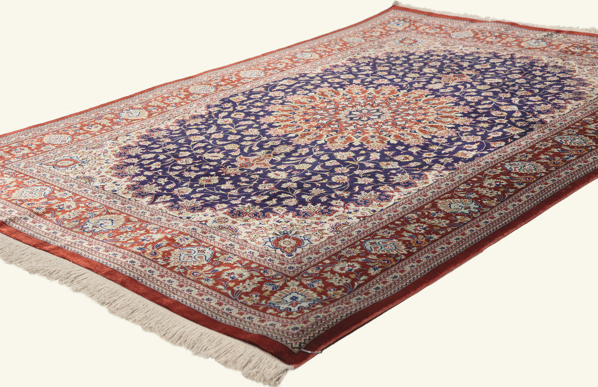 3 x 5 - Navy Blue Vintage Persian Qum Rug - 79792